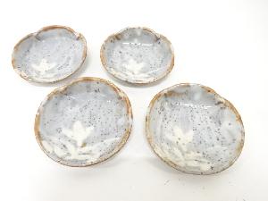 作家物　鼠志野　箕形　小皿　4客